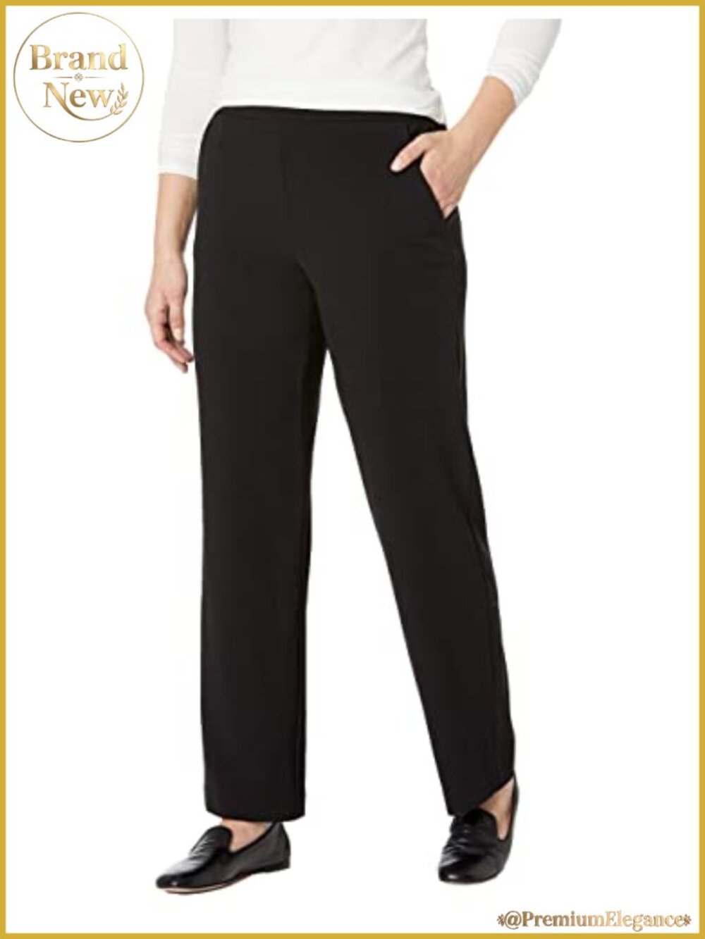 Pull On Dress Pants Work Business Casual Tummy Control Straight Leg